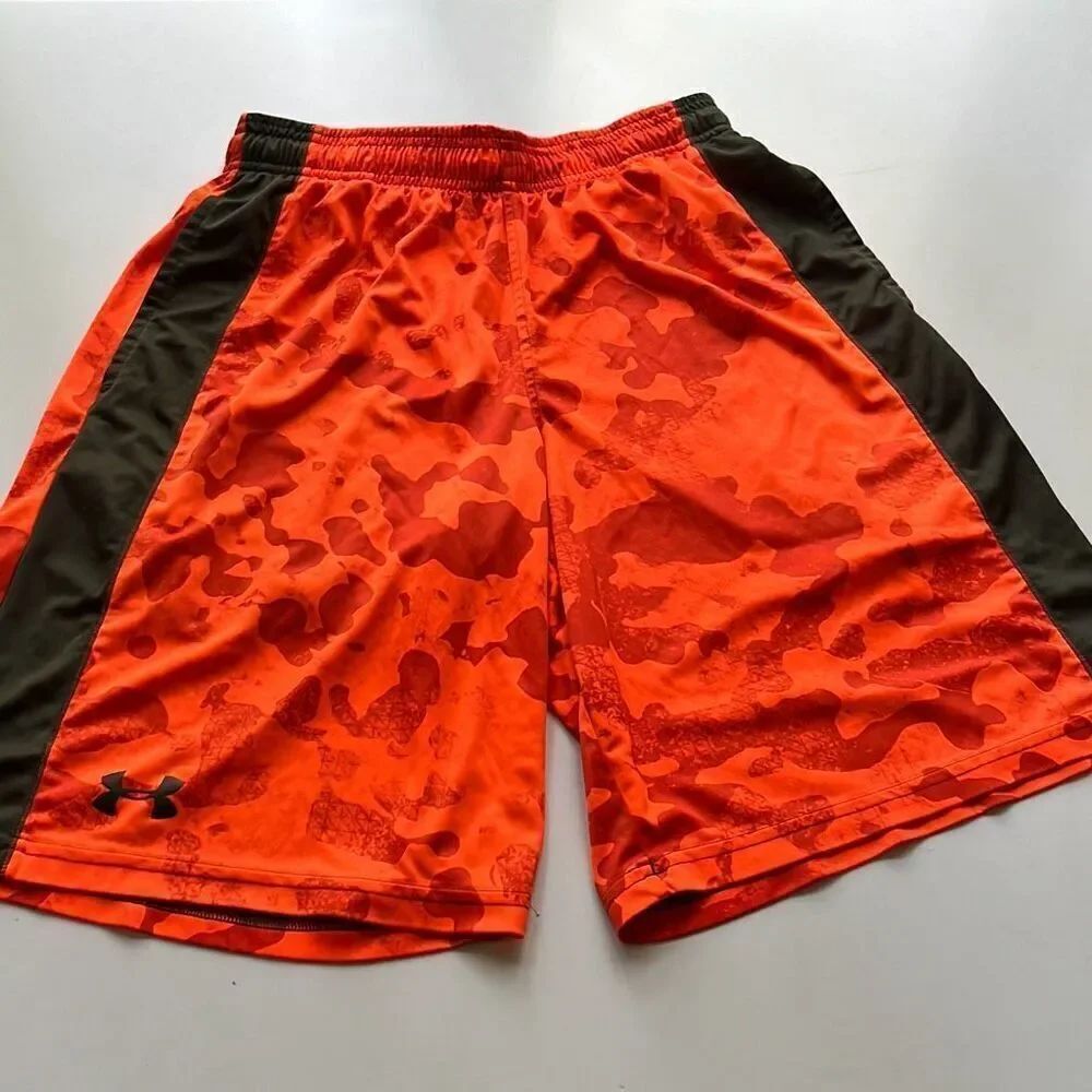 Under Armour Orange Camo Basketball Shorts Men’s Small 10 inseam